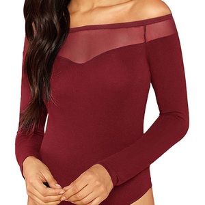 Red Off the Shoulder Bodysuit